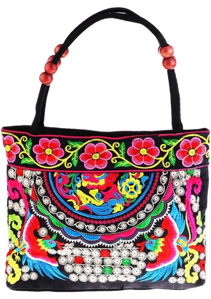 Vintage Boho Kadın Çiçek Tote Nakış Omuz Çantası 31 x 51 cm (Yurt Dışından) fiyatları