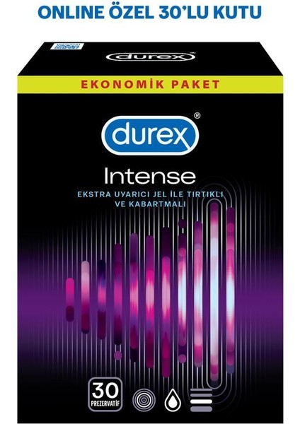 Intense 30'lı Uyarıcı Jelli ve Tırtıklı Prezervatif+Durex Intense Devil Ring Titreşimli Halka