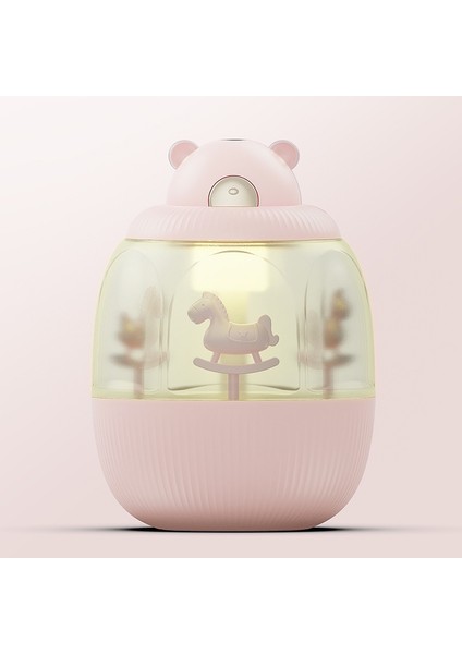 MJ010 USB Hava Nemlendirici Ev Küçük Yatak Odası Masaüstü Carousel Hava Nemlendirici Müzik Kutusu Ile, USB Eklenti Tipi (Pembe)(Yurt Dışından)