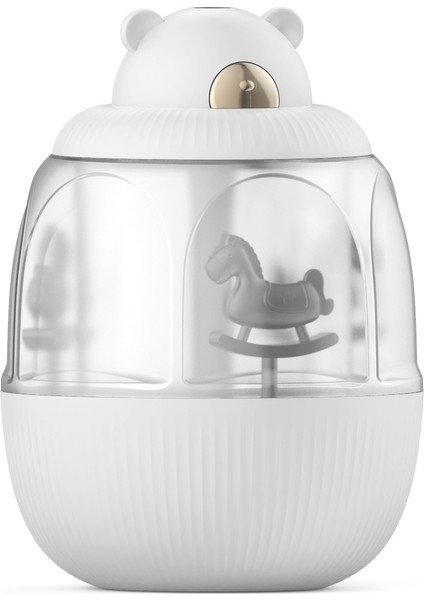 MJ010 USB Hava Nemlendirici Ev Küçük Yatak Odası Masaüstü Carousel Hava Nemlendirici Müzik Kutusu Ile, USB Eklenti Tipi (Pembe)(Yurt Dışından)