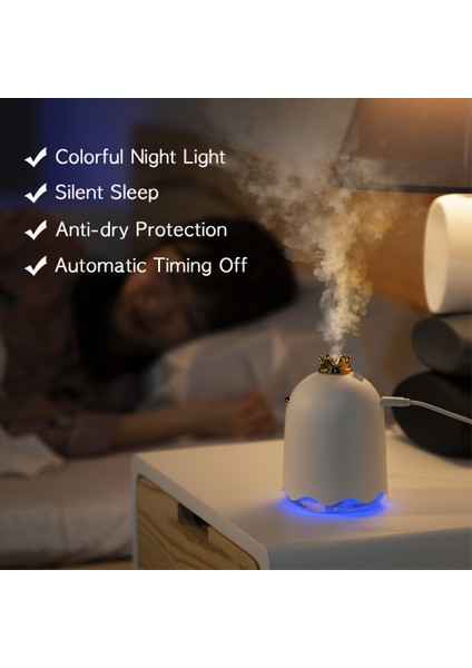 Taç Ördek Tarzı USB Ultrasonik Hava Nemlendirici LED Işık Aroma Uçucu Yağ Difüzör (Sarı)(Yurt Dışından)