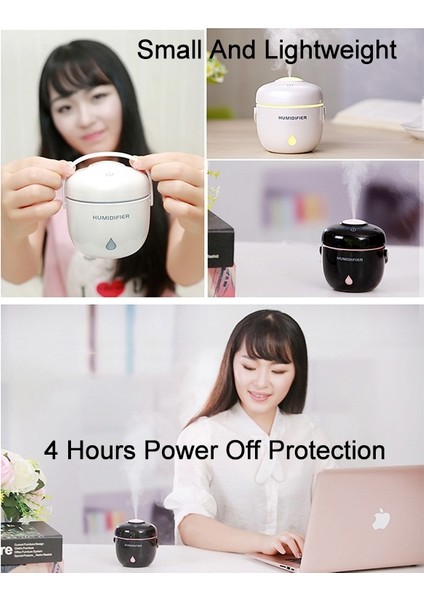 Ev & Ofis Için Pirinç Ocak Şekli Mini LED Işık Hava Nemlendirici (Siyah)(Yurt Dışından) modelleri