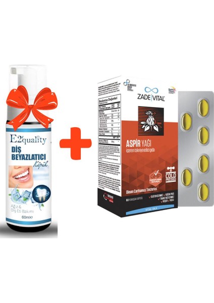 E2'Quality Diş Beyazlatıcı Köpük + Zade Vital Aspir Yağı 600 Mg 60 Kapsül