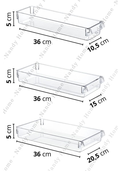 Nandy Home 3'lü Set New Clear Buzdolabı & Dolap Içi Düzenleyici Organizer