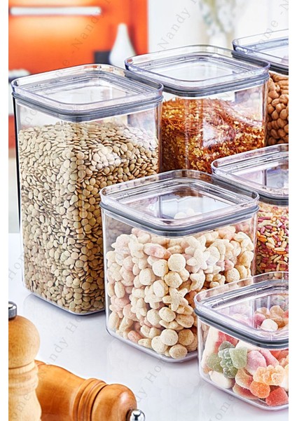 0,5 Lt Sızdırmaz Kapak, Silikon Contalı Kare 3'lü Saklama Kabı Seti