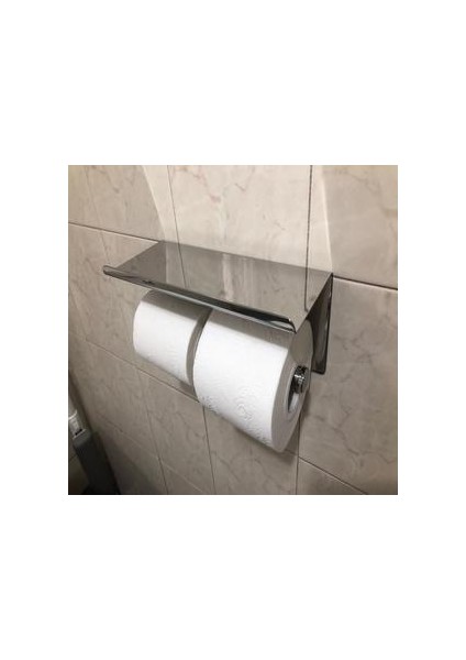 Banyo Doku Rafı Çift Paslanmaz Çelik Rulo Kağıt Aksesuar Doku Raf Tutucular (Yurt Dışından)