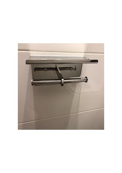 Banyo Doku Rafı Çift Paslanmaz Çelik Rulo Kağıt Aksesuar Doku Raf Tutucular (Yurt Dışından)
