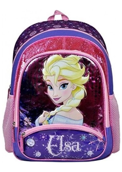 Disney Frozen Elsa Simli Üç Bölmeli Ilkokul Çantası 4 Parça Set