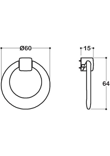 60MM Krom Düğme Kulp SY4625 0060 Cr-Cr