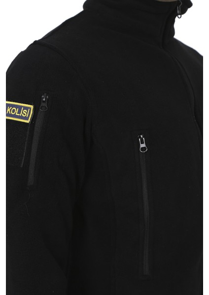 Asker Kolisi Erkek Siyah Taktik Polar Hırka - Outdoor Polis Poları modelleri