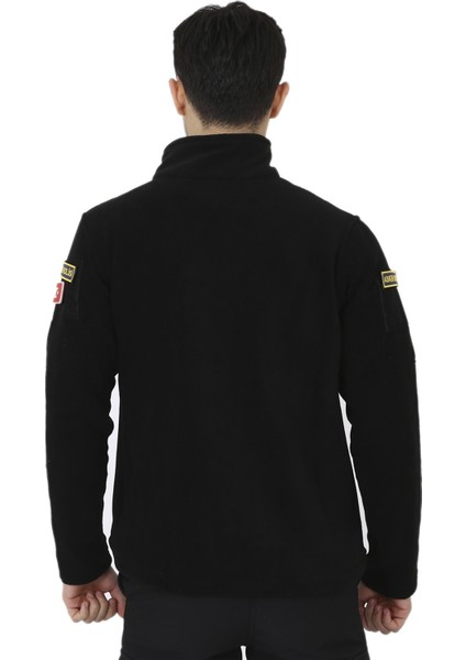 Asker Kolisi Erkek Siyah Taktik Polar Hırka - Outdoor Polis Poları fırsatları