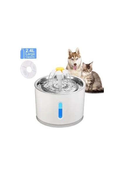 2.4l Otomatik Kedi Su Çeşmesi LED Elektrik Sessiz Su Besleyici USB Köpek Pet Drinker Kase Kedi Köpek Için Pet Içme Dağıtıcısı | Kedi Besleme ve sulama Malzemeleri (Beyaz) (Yurt Dışından) modelleri