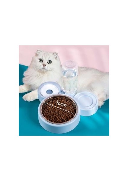 Pet Kedi Kase Otomatik Besleyici Köpek Kedi Gıda Kase Su Çeşmesi ile Çift Kase Içme Kediler Için Yükseltilmiş Standı Çanak Kaseleri | Kedi Besleme ve sulama Malzemeleri (Yurt Dışından)