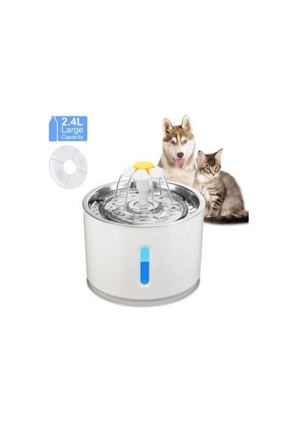 2.4l Otomatik Kedi Su Çeşmesi LED Elektrik Sessiz Su Besleyici USB Köpek Pet Drinker Kase Kedi Köpek Için Pet Içme Dağıtıcısı | Kedi Besleme ve sulama Malzemeleri (Yurt Dışından)