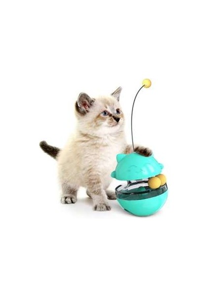 Kedi Oyuncaklar Interaktif Kedi Tumbler Topu Pet Çift Haddeleme Topları ve ile Sızdıran Oyuncak Tedavikedi Yavru Köpek Yavrusu Için Alay Değnek | Kedi Oyuncakları (Mavi) (Yurt Dışından)