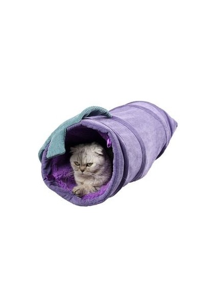 25 * 56 cm Büyük Uzun Kediler Tünel Oyuncaklar Saf Renk Süet Malzeme Yavru Kedi Katlanabilir Pet Malzemeleri Kedi Tüneli Sebze Şekli Sıcak Pet Tüneli | Kedi Oyuncakları (Mor) (Yurt Dışından)