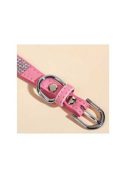 Ilmek Süet Deri Rhinestone Köpek Yaka ve Tasma Set Küçük Orta Köpekler Için Pet Köpek Kedi Chihuahua Yaka Kediler | Köpek Kedi Yaka | Kitten Collarcat Yaka (Pembe) (Yurt Dışından)