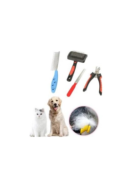 Pet Malzemeleri Aksesuarları 4 / Adet Pet Bakım Tarak Pet Ürünleri Saç Fırçası Tırnak Clippers Slicker Masaj Aracı Köpek Malzemeleri | Köpek Tarakları (Yurt Dışından)