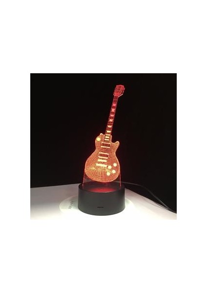 3D Elektro Gitar LED Lamba USB Masa Lambası Bebek Uyku Gece Işık Müzik Uzaktan Kumanda Çocuk Hediyeler | LED Gece Işıkları (Yurt Dışından)