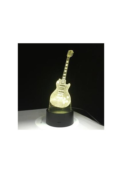 3D Elektro Gitar LED Lamba USB Masa Lambası Bebek Uyku Gece Işık Müzik Uzaktan Kumanda Çocuk Hediyeler | LED Gece Işıkları (Yurt Dışından)