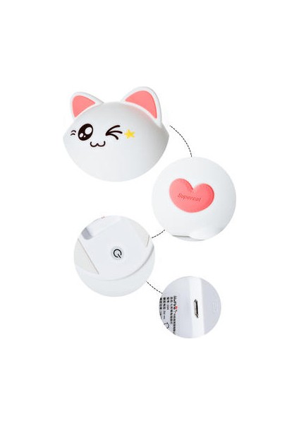 LED Gece Lambası Kedi Hayvan USB Şarj Silikon Karikatür Kreş Lambası Bebek Gece Lambası Çocuk Doğum Günü Hediyesi Oyuncak | LED Gece Işıkları (Uzaktan Kumanda) (Yurt Dışından)