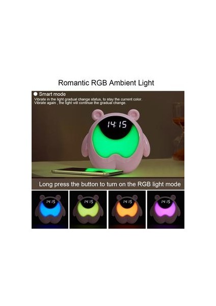 Sevimli Ayı Başucu Çalar Saat Gece Lambası Rgb Uyandırma Işıkları Hareket Sensörü Müzik Lambası Çocuklar Için Hediyeler Bebek Çocuk Yatak Odası Dekor | Gece Işıkları (Yurt Dışından)