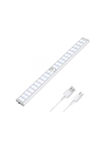 Küçük Gece Lambası, Küçük Gece Kabine Akıllı Işık Otomatik Sensör Işık 40LED Şarj Edilebilir 4 Hız Beyaz Işık Tam Ekran- (Yurt Dışından)