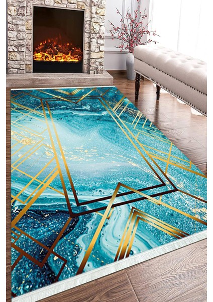 Dijital Baskılı Kaymaz Taban Yıkanabilir Modern Salon Halısı Mutfak Halısı ve Yolluk NH-HT-1368