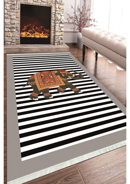 Baskılı Modern Desenli Kaymaz Tabanlı Yıkanabilir Şık Salon Halısı Mutfak Halısı ve Yolluk NH-HT-609