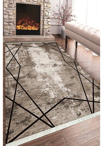 Baskılı Modern Desenli Kaymaz Tabanlı Yıkanabilir Şık Salon Halısı Mutfak Halısı ve Yolluk NH-HT-696