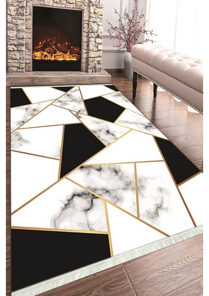 Baskılı Modern Desenli Kaymaz Tabanlı Yıkanabilir Şık Salon Halısı Mutfak Halısı ve Yolluk NH-HT-688