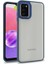 Caseworld Samsung Galaxy A03S Kapak Metal Kamera Korumalı Arkası Şeffaf Silikon Kılıf - Mavi 1