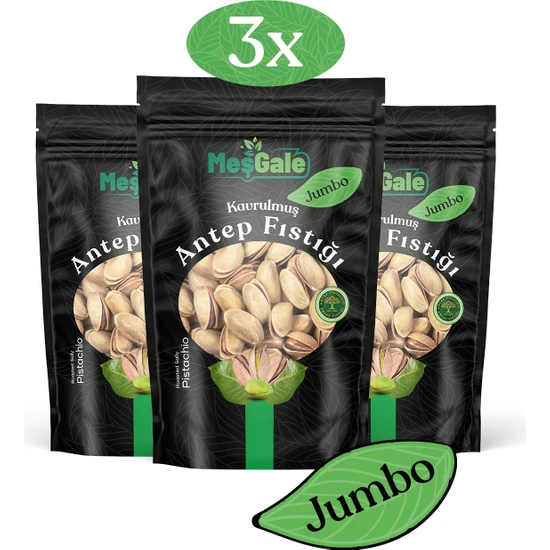 MeşGale Tuzlu Kavrulmuş Antep Fıstığı (Jumbo) 3 x 1 kg