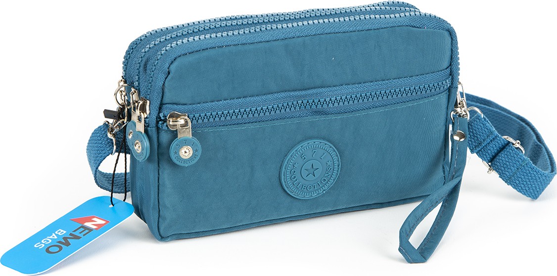Nemo Bags Turkuaz Kadın Büyük Cüzdan Su Geçirmez 4 Gözlü Bileklikli ve Askılı (1.30CM) 20X12CM