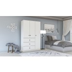 Metalia Gm 308 Ece Lüx 3 Kapı 3 Çekmeceli Düğme Kulplu Gardırop