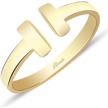 Lilarote Çift Çizgi Altın Yüzük