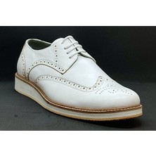 Adnan Shoes Erkek Hakiki Deri Beyaz Bağlı Eva Tabanlı Ayakkabı