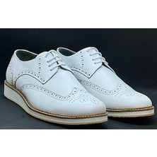 Adnan Shoes Erkek Hakiki Deri Beyaz Bağlı Eva Tabanlı Ayakkabı