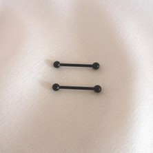 Bylin Cerrahi Çelik Siyah Memeucu Piercingi- Bar Uzunluğu: 14 Mm( 1 Çift) - Top Çapı 3 mm