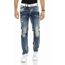 Cipo & Baxx CD149 Dekoratif Dikişli Rahat Erkek Mavi Kot Pantolon
