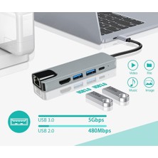 Daytona FC-55 Macbook Android Uyumlu Type-C to 2*USB 3.0 4K HDMI  Ethernet RJ45 PD Çevirici Hub Adaptör