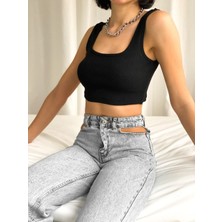 Askılı Fitilli Crop Top Bluz