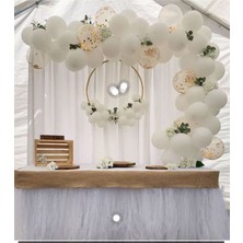 Best Parti Konfetili Pastel Beyaz Balon Seti 100 Adet