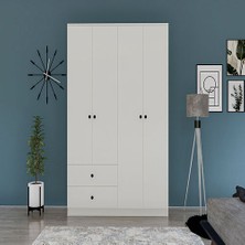 Metalia Novado Beyaz Suntalam 4 Kapılı 2 Çekmeceli Aynasız Gardırop – Geniş ve Düzenli Kıyafet Depolama Çözümü