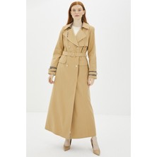 Zühre Leopar Desenli Bej Trençkot  12919