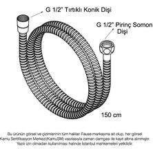 Fause Çelik Kromlu Duş Hortumu 150 cm Pirinç Somon