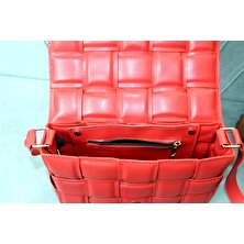Fatozel Çanta Sepet Desen Kırmızı Renk Çanta FT-0025