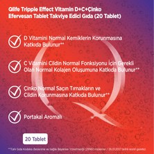 Qlife Tripple Effect D Vitamini + C Vitamini + Çinko 20 Efervesan Tablet
