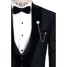 Zayfa Lacivert Slim Fit Kadife Yaka Smokin Damatlık