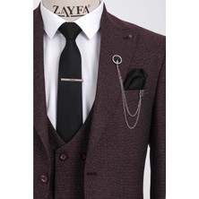 Zayfa Bordo Desenli Slim Fit Takım Elbise